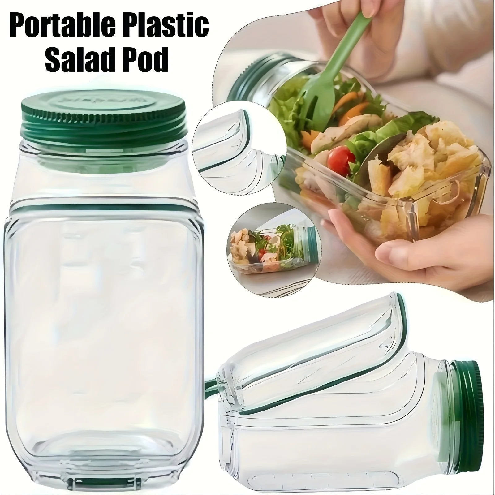 Salad Storage Can Container with Side-opening Cover Plastic Keep Fresh Box Kitchen Salad Storage Jar Leak-proof Sealed Jar